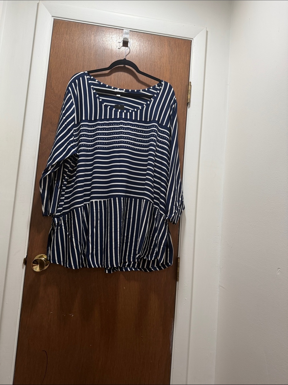 Avenue Navy and White Striped Drop-Waist Tunic